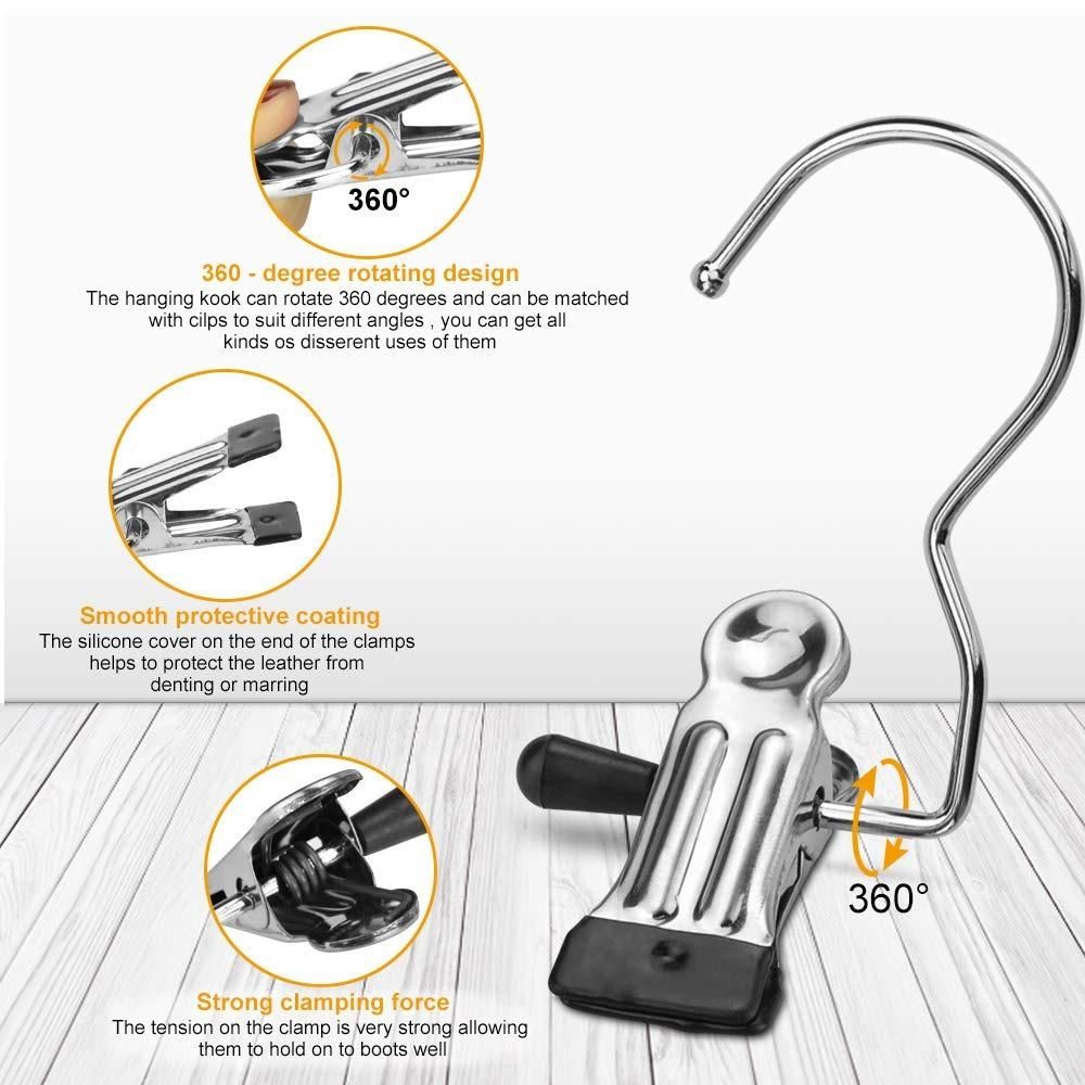 Laundry Hook Boot Hanging Hold Clips – Stainless Steel (Pack of 10)
