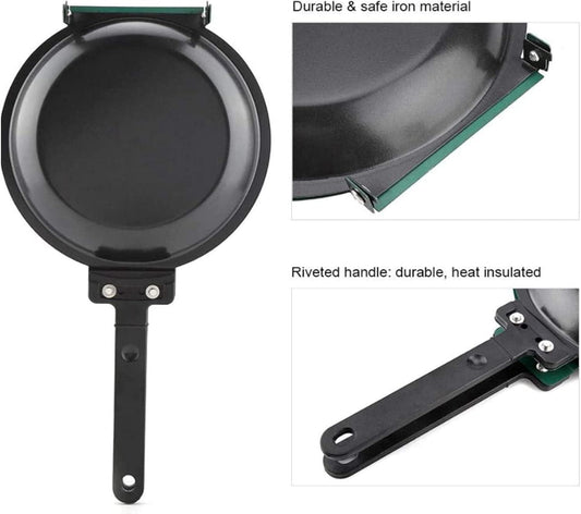 Double Side Nonstick Frying Pan | Folding Design | Iron Cookware | Multipurpose