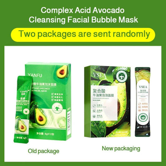 Compound Acid Avocado Bubble Mask – Deep Cleansing & Moisturizing Set (12 pcs)