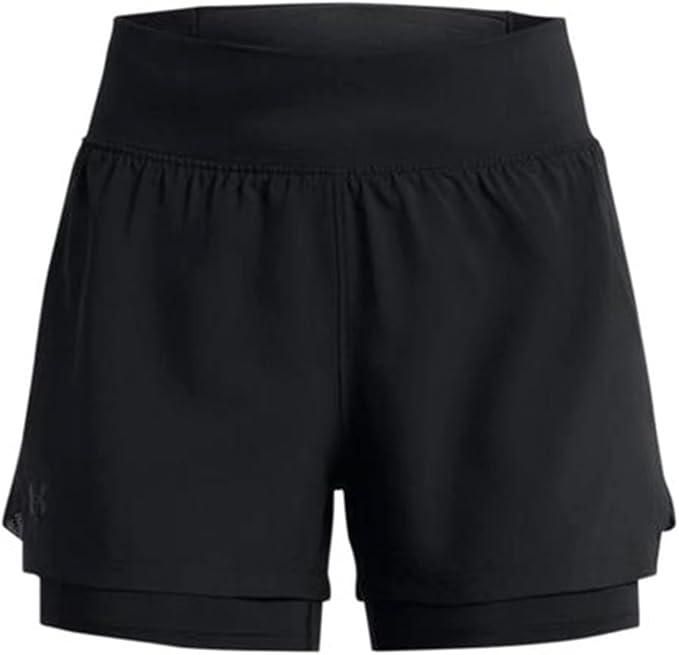 Running 2-in-1 Slim Fit Fitness Shorts β Black | Solid Pattern | Polyester | Sportswear
