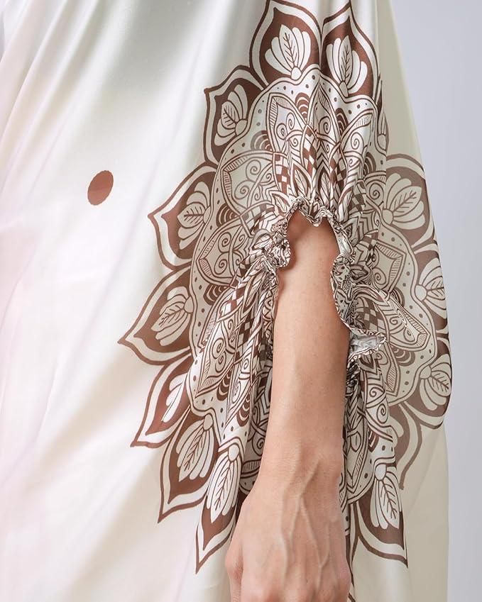 Satin Silk Printed Kaftan Saree with Unstitched Blouse β Elegant & Lightweight | 5.5m Saree + 1m Blouse