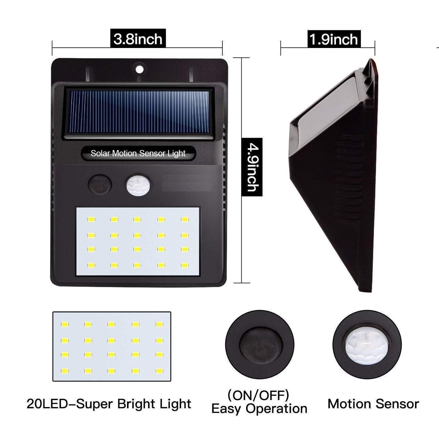 Solar Outdoor Security Light with Motion Sensor | Waterproof & Wall Mountable