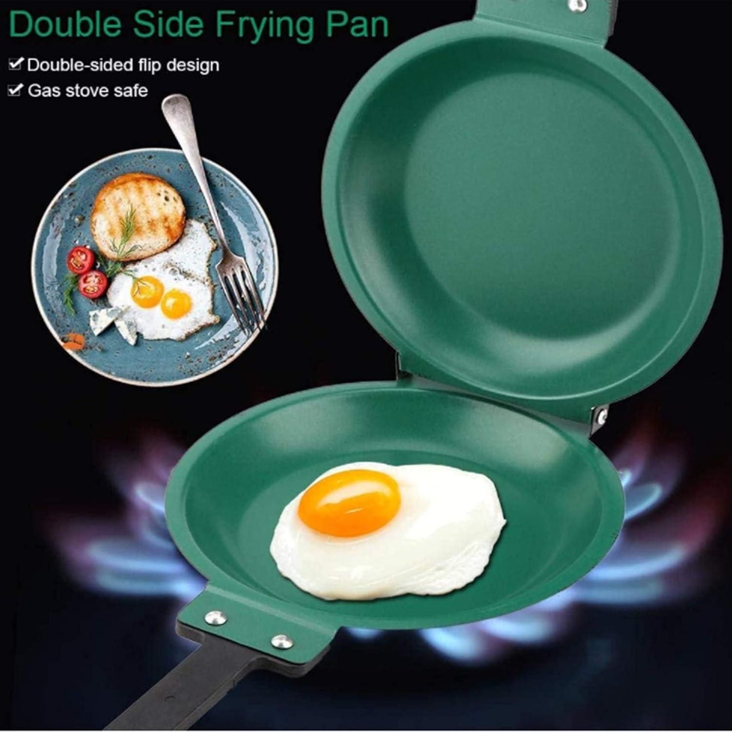 Double Side Nonstick Frying Pan | Folding Design | Iron Cookware | Multipurpose