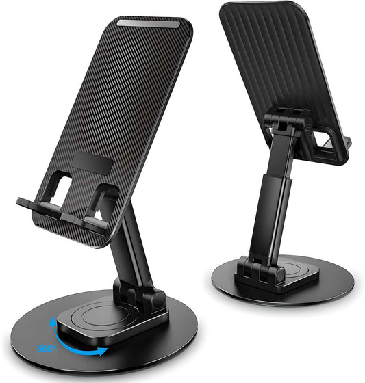 360° Rotating Mobile Phone Stand – Adjustable Height & Angle | Foldable Desk Holder | Plastic Body