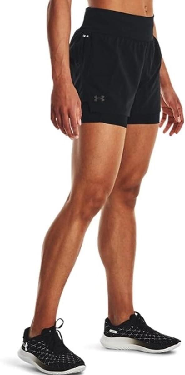 Running 2-in-1 Slim Fit Fitness Shorts β Black | Solid Pattern | Polyester | Sportswear