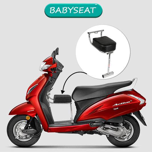 Portable Baby Seat for Scooters – Leather & Stainless Steel | Side Footrest Guard | Compatible with Activa, Ola, Iqube, Jupiter, Access