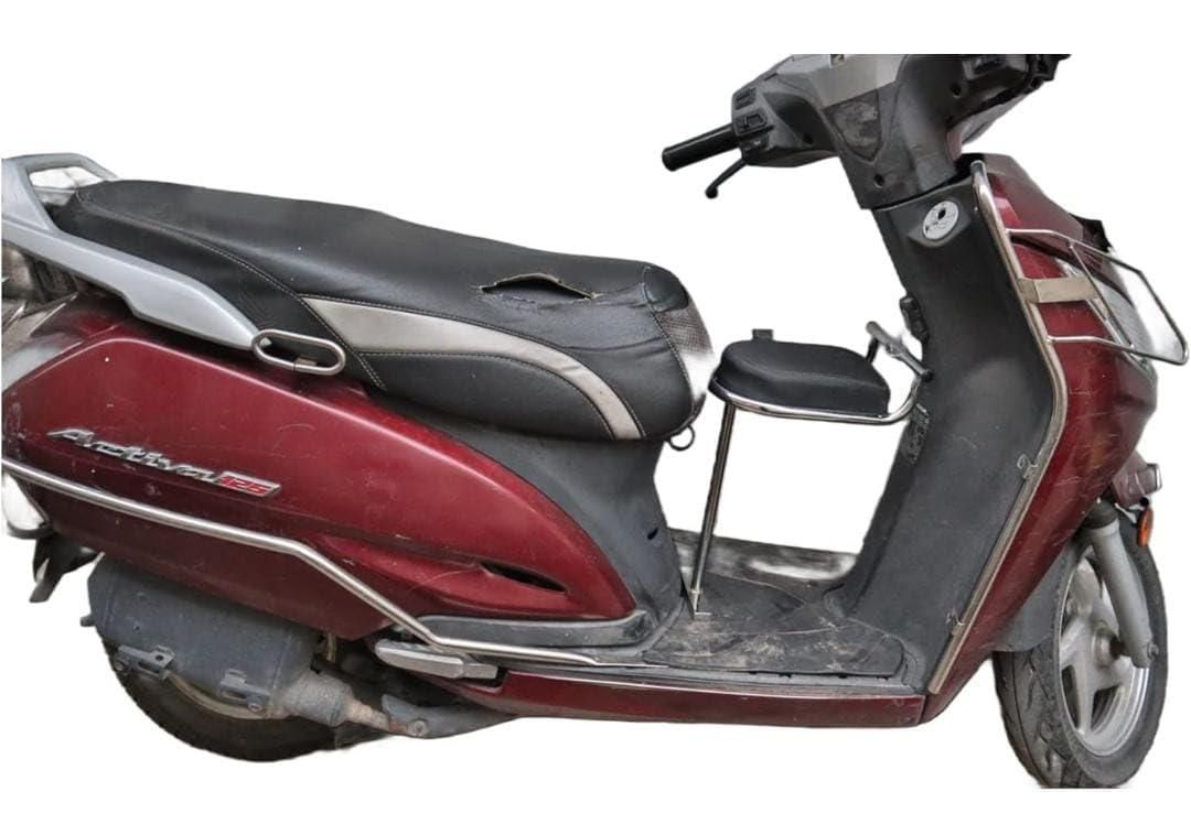 Portable Baby Seat for Scooters β Leather & Stainless Steel | Side Footrest Guard | Compatible with Activa, Ola, Iqube, Jupiter, Access