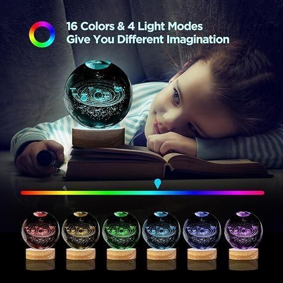 3D Crystal Lamp Ball – LED Light Decorative Night Lamp for Gifting &amp; Home Decor (1 Pc)