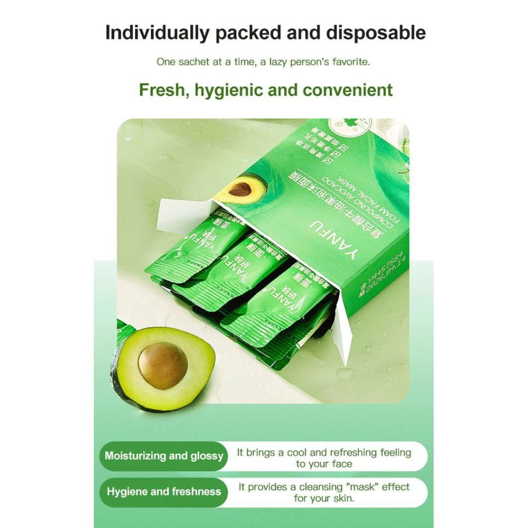 Compound Acid Avocado Bubble Mask – Deep Cleansing &amp; Moisturizing Set (12 pcs)