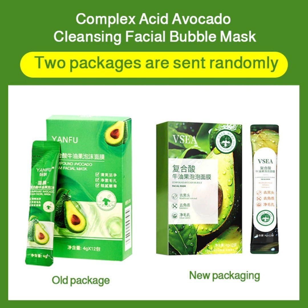 Compound Acid Avocado Bubble Mask – Deep Cleansing &amp; Moisturizing Set (12 pcs)