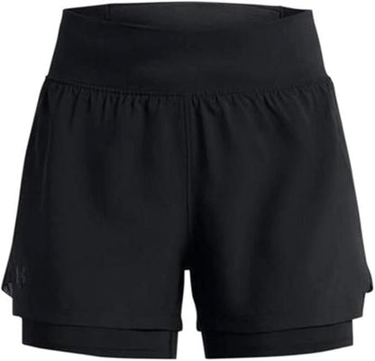 Running 2-in-1 Slim Fit Fitness Shorts – Black | Solid Pattern | Polyester | Sportswear