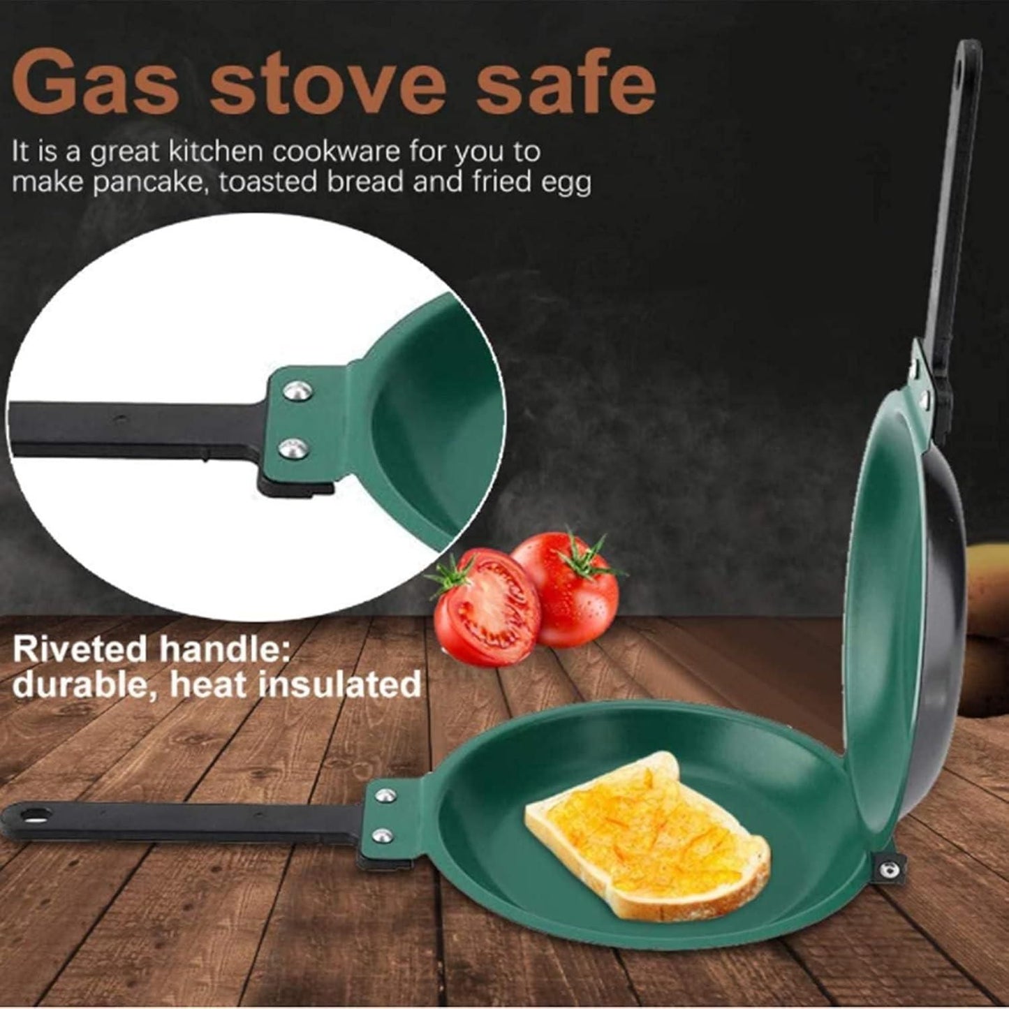 Double Side Nonstick Frying Pan | Folding Design | Iron Cookware | Multipurpose