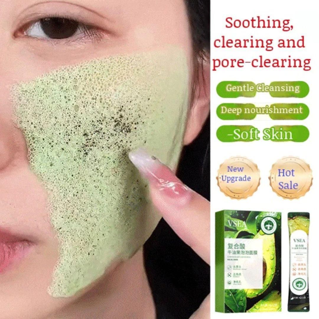 Compound Acid Avocado Bubble Mask – Deep Cleansing &amp; Moisturizing Set (12 pcs)