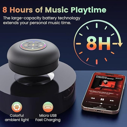 Large Suction Cup Waterproof Bluetooth Speaker – LED Light Show | Portable &amp; Assorted Colors