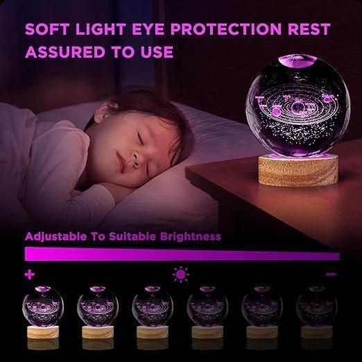 3D Crystal Lamp Ball – LED Light Decorative Night Lamp for Gifting &amp; Home Decor (1 Pc)