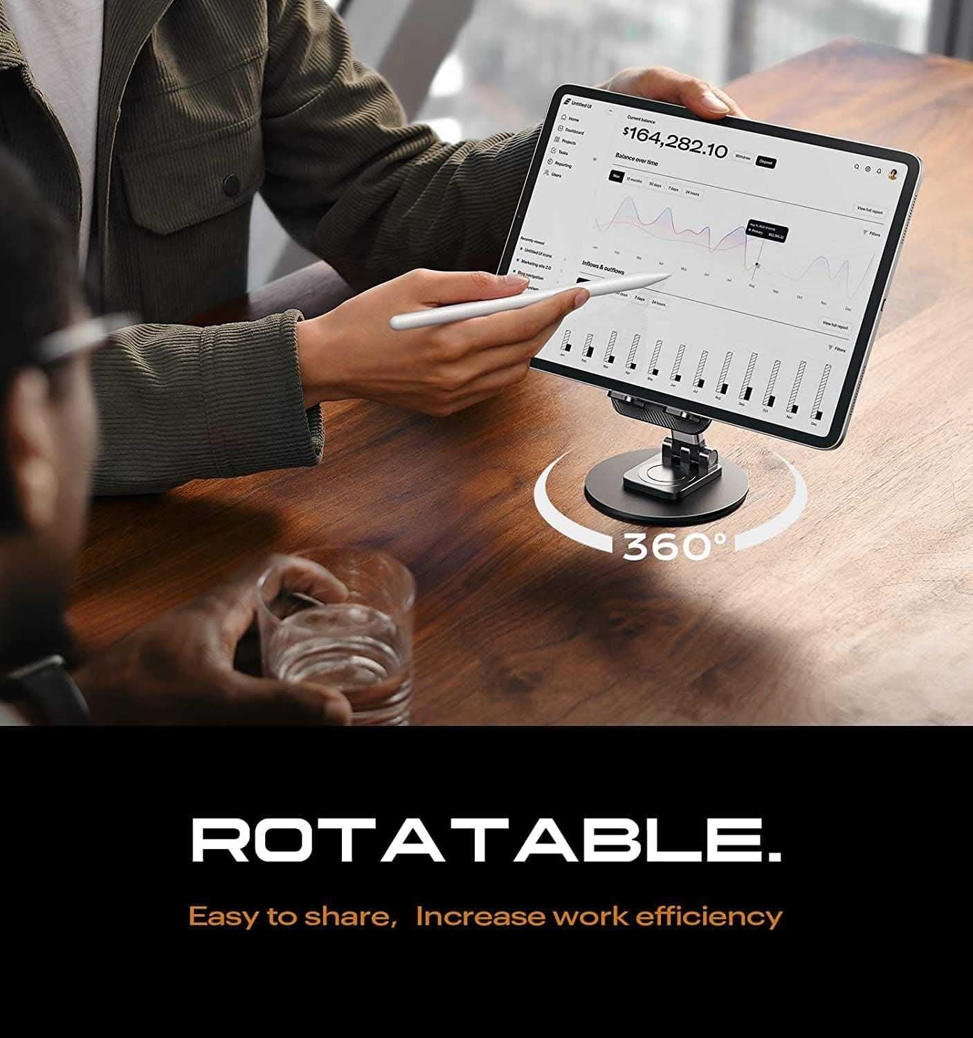 360° Rotating Mobile Phone Stand – Adjustable Height &amp; Angle | Foldable Desk Holder | Plastic Body