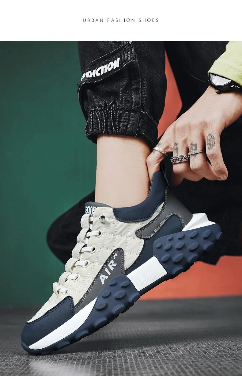 Men's White Thick Base Casual Sneakers – Synthetic Upper | Rubber Sole | Lace-Up | UK Size 6