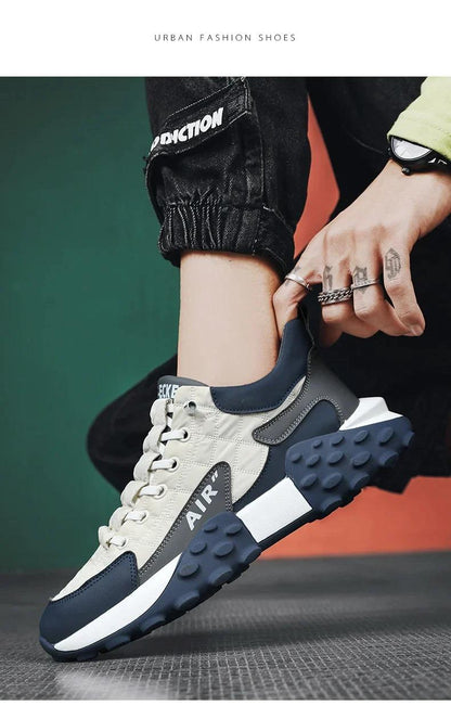 Men's White Thick Base Casual Sneakers – Synthetic Upper | Rubber Sole | Lace-Up | UK Size 6