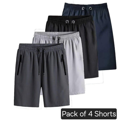 Combo of 4 Men's Stretchable Cotton Shorts – Multicolor Solid Pattern | Regular Fit