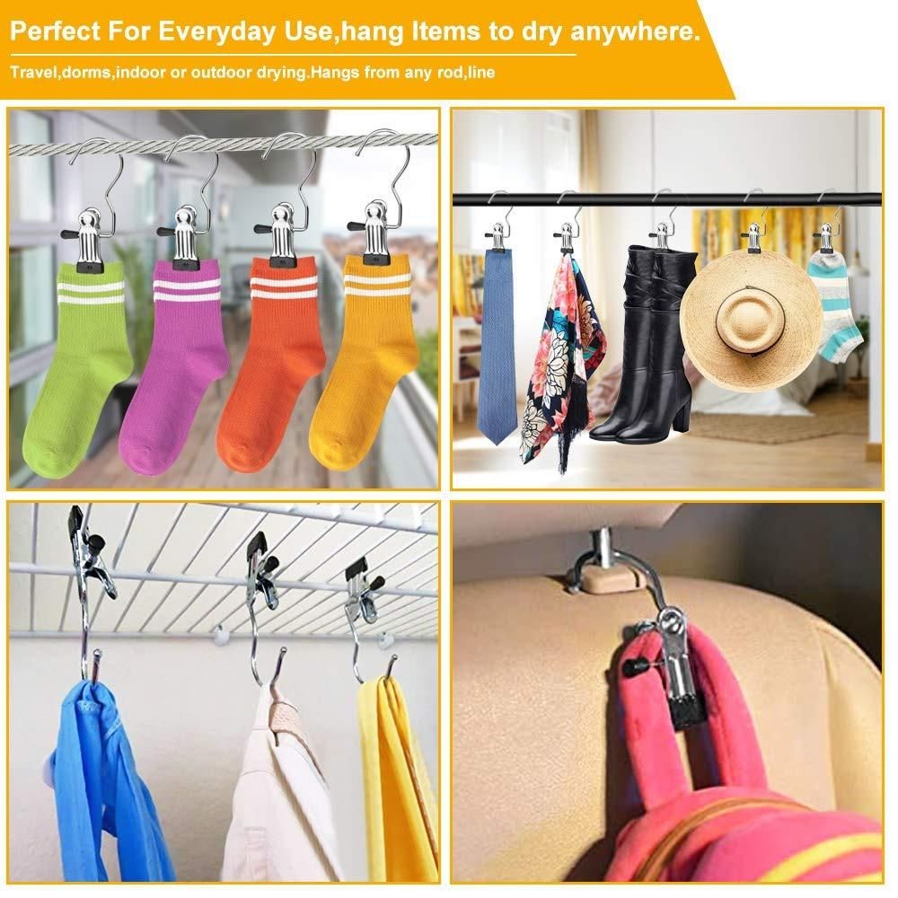 Laundry Hook Boot Hanging Hold Clips – Stainless Steel (Pack of 10)