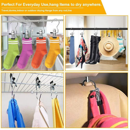Laundry Hook Boot Hanging Hold Clips – Stainless Steel (Pack of 10)